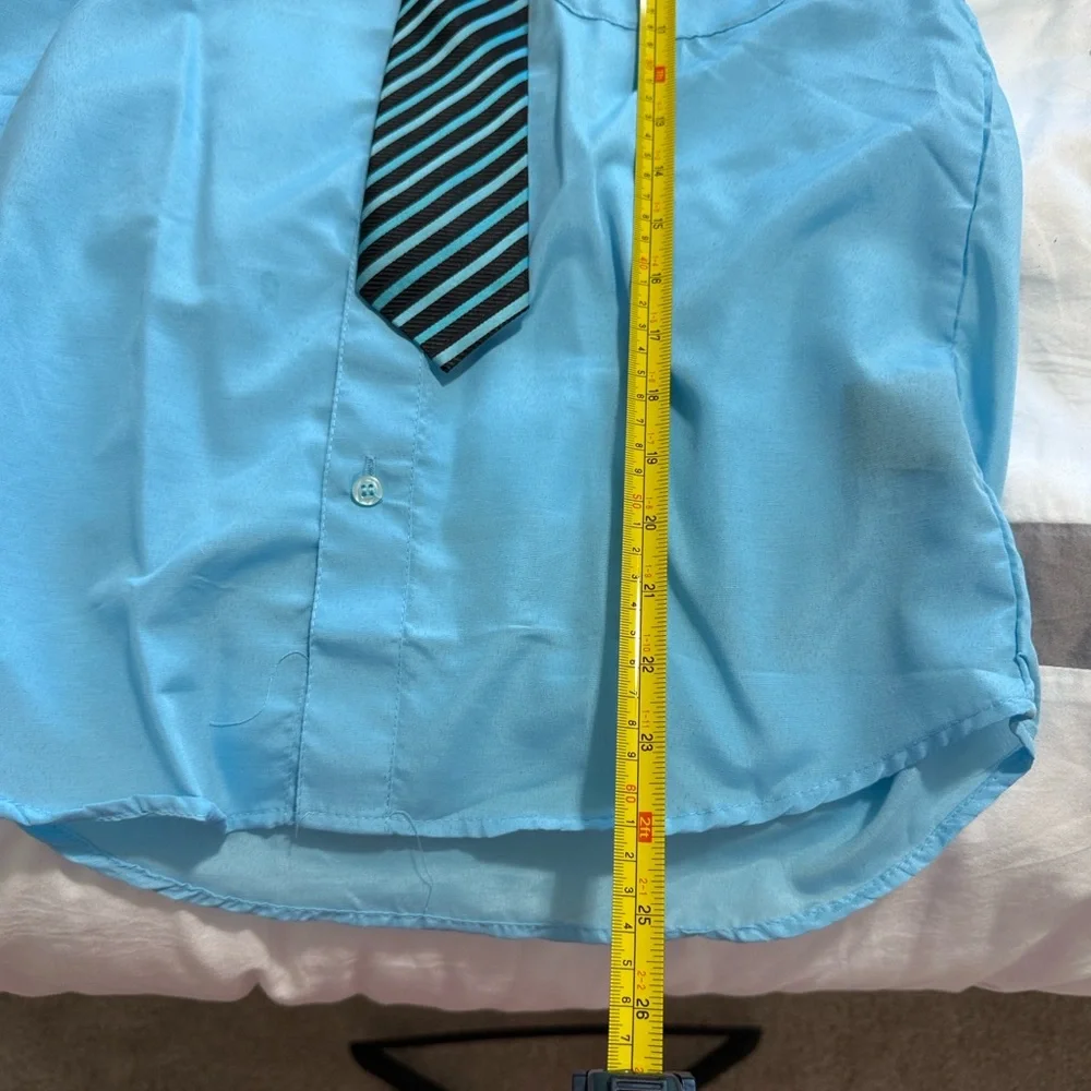 Boys Black Pinstripe Suit, Turquoise Shirt & Tie, Size 14 – Complete Set - Picture 12 of 13